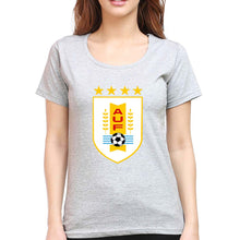 Load image into Gallery viewer, Uruguay Football T-Shirt for Women-XS(32 Inches)-Grey Melange-Ektarfa.online
