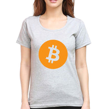 Load image into Gallery viewer, Cryptocurrency Bitcoin T-Shirt for Women-Grey Melange-Ektarfa.online
