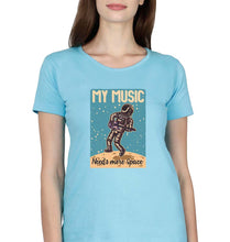 Load image into Gallery viewer, Music T-Shirt for Women-XS(32 Inches)-Light Blue-Ektarfa.online
