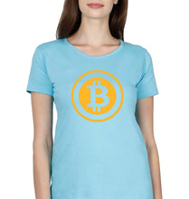 Load image into Gallery viewer, Cryptocurrency Bitcoin T-Shirt for Women-Light Blue-Ektarfa.online
