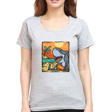 Load image into Gallery viewer, Shark T-Shirt for Women-XS(32 Inches)-Grey Melange-Ektarfa.online
