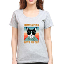 Load image into Gallery viewer, Cat T-Shirt for Women-XS(32 Inches)-Grey-Ektarfa.online
