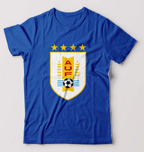 Load image into Gallery viewer, Uruguay Football T-Shirt for Men-S(38 Inches)-Royal Blue-Ektarfa.online
