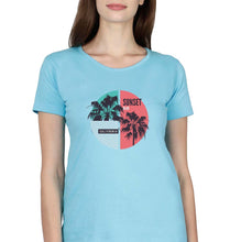 Load image into Gallery viewer, Sunset California T-Shirt for Women-XS(32 Inches)-Light Blue-Ektarfa.online
