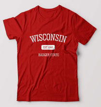 Load image into Gallery viewer, Varsity Wisconsin T-Shirt for Men-Red-Ektarfa.online
