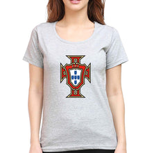 Load image into Gallery viewer, Portugal Football T-Shirt for Women-XS(32 Inches)-Grey Melange-Ektarfa.online
