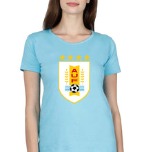 Load image into Gallery viewer, Uruguay Football T-Shirt for Women-XS(32 Inches)-Light Blue-Ektarfa.online
