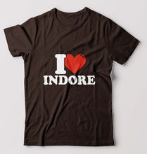 Load image into Gallery viewer, I Love Indore T-Shirt for Men-S(38 Inches)-Coffee Brown-Ektarfa.online
