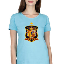 Load image into Gallery viewer, Spain Football T-Shirt for Women-XS(32 Inches)-Light Blue-Ektarfa.online
