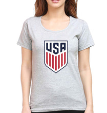Load image into Gallery viewer, USA Football T-Shirt for Women-XS(32 Inches)-Grey Melange-Ektarfa.online
