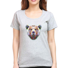 Load image into Gallery viewer, Bear T-Shirt for Women-XS(32 Inches)-Grey Melange-Ektarfa.online
