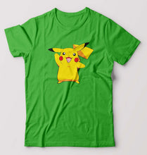 Load image into Gallery viewer, Pikachu T-Shirt for Men-S(38 Inches)-Flag green-Ektarfa.online
