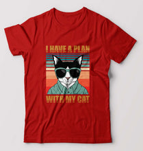 Load image into Gallery viewer, Cat T-Shirt for Men-S(38 Inches)-Red-Ektarfa.online
