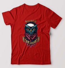 Load image into Gallery viewer, Owl Music T-Shirt for Men-S(38 Inches)-Red-Ektarfa.online
