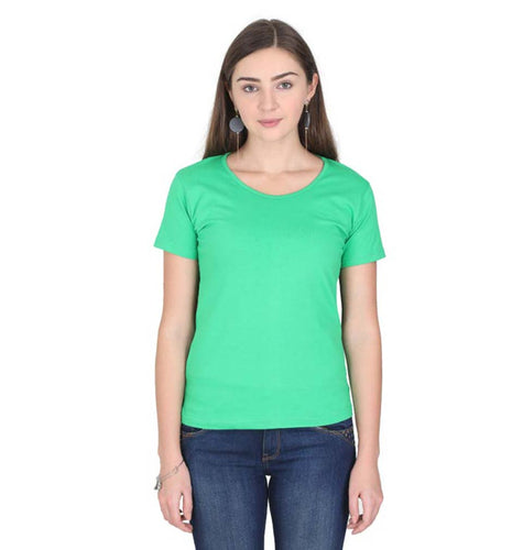 Plain Flag Green Half Sleeves T-Shirt for Women-ektarfa.com