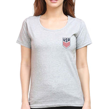 Load image into Gallery viewer, USA Football T-Shirt for Women-XS(32 Inches)-Grey Melange-Ektarfa.online
