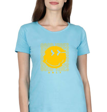 Load image into Gallery viewer, Good Vibes Emoji T-Shirt for Women-Light Blue-Ektarfa.online
