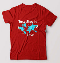 Load image into Gallery viewer, Traveling is Love T-Shirt for Men-Red-Ektarfa.online
