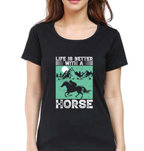 Load image into Gallery viewer, Horse Riding T-Shirt for Women-Black-Ektarfa.online
