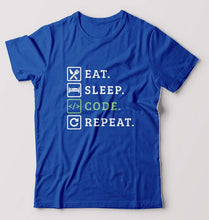 Load image into Gallery viewer, Eat Sleep Code Repeat T-Shirt for Men-S(38 Inches)-Royal Blue-Ektarfa.online
