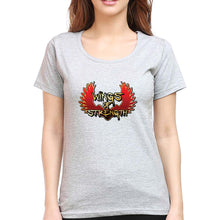 Load image into Gallery viewer, Wings of Strength T-Shirt for Women-XS(32 Inches)-Grey Melange-Ektarfa.online
