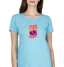 Load image into Gallery viewer, Psychedelic Music Peace Love T-Shirt for Women-XS(32 Inches)-Light Blue-Ektarfa.online
