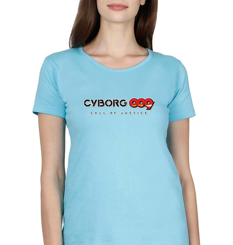 CYBORG009 CALL OF JUSTICE T-Shirt for Women-Sky Blue-Ektarfa.online