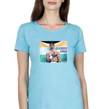 Load image into Gallery viewer, Vijender Singh T-Shirt for Women-Sky Blue-Ektarfa.online

