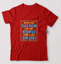 Load image into Gallery viewer, CRICKET Sachin Kohli Dhoni T-Shirt for Men-S(38 Inches)-Red-Ektarfa.online
