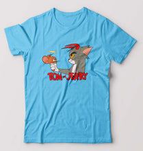Load image into Gallery viewer, Tom and Jerry T-Shirt for Men-S(38 Inches)-Light Blue-Ektarfa.online
