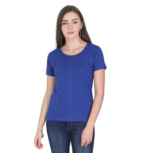 Plain Royal Blue Half Sleeves T-Shirt for Women-ektarfa.com