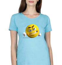 Load image into Gallery viewer, Angry Emoji T-Shirt for Women-Light Blue-Ektarfa.online
