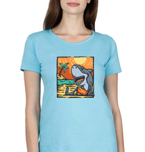 Load image into Gallery viewer, Shark T-Shirt for Women-XS(32 Inches)-Light Blue-Ektarfa.online
