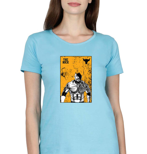 The Rock T-Shirt for Women-Light Blue-Ektarfa.online