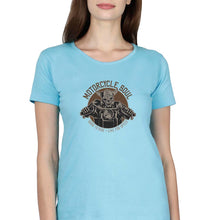 Load image into Gallery viewer, Motercycle Born To Ride T-Shirt for Women-Light Blue-Ektarfa.online
