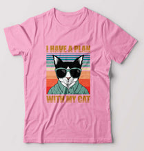 Load image into Gallery viewer, Cat T-Shirt for Men-S(38 Inches)-Light Baby Pink-Ektarfa.online
