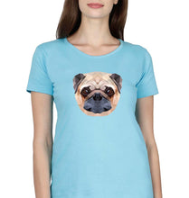 Load image into Gallery viewer, Pug Dog T-Shirt for Women-XS(32 Inches)-Light Blue-Ektarfa.online
