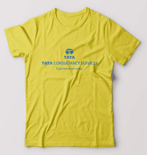 TCS T-Shirt for Men-S(38 Inches)-Yellow-Ektarfa.online