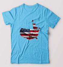 Load image into Gallery viewer, USA America T-Shirt for Men-S(38 Inches)-Light Blue-Ektarfa.online
