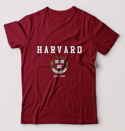 Harvard T-Shirt for Men-S(38 Inches)-Maroon-Ektarfa.online