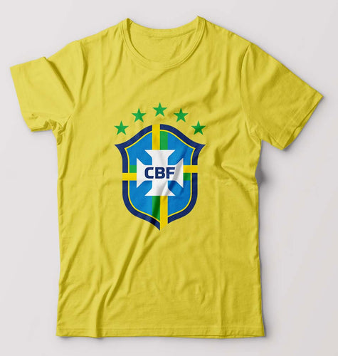 Brazil Football T-Shirt for Men-S(38 Inches)-Yellow-Ektarfa.online