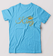 Load image into Gallery viewer, King T-Shirt for Men-S(38 Inches)-Light Blue-Ektarfa.online
