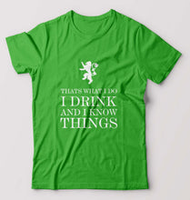 Load image into Gallery viewer, GOT Game of Thrones I Drink And Know Things T-Shirt for Men-S(38 Inches)-Flag Green-Ektarfa.online
