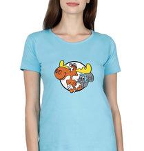 Load image into Gallery viewer, The Adventures of Rocky and Bullwinkle and Friends T-Shirt for Women-Sky Blue-Ektarfa.online
