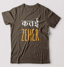 Load image into Gallery viewer, Katai Zeher(Zakir Khan) T-Shirt for Men-S(38 Inches)-Olive Green-Ektarfa.online
