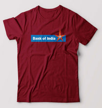 Load image into Gallery viewer, Bank of India T-Shirt for Men-S(38 Inches)-Maroon-Ektarfa.online
