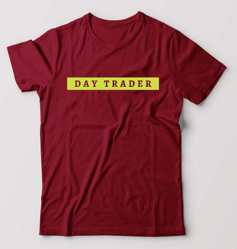 Day Trader Share Market T-Shirt for Men-S(38 Inches)-Maroon-Ektarfa.online