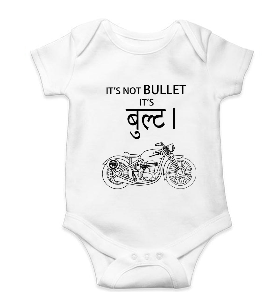 Royal Enfield Bullet Kids Romper For Baby Boy/Girl-0-5 Months(18 Inches)-White-Ektarfa.online