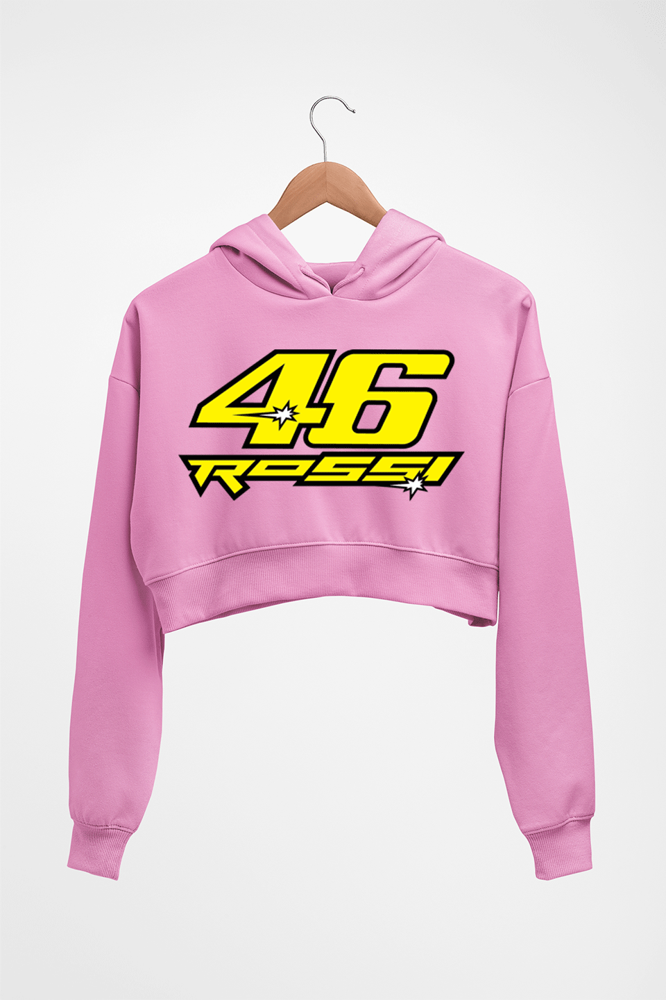 Valentino Rossi(VR 46) Crop HOODIE FOR WOMEN-Light Baby Pink-Ektarfa.online