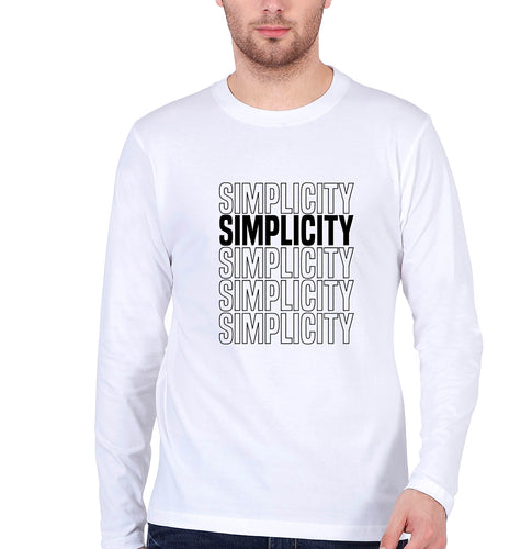 Simplicity Full Sleeves T-Shirt for Men-White-Ektarfa.online